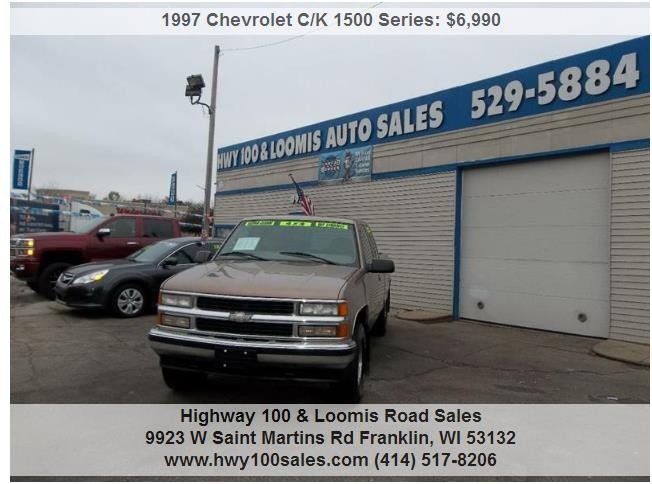 1997 Chevrolet C/k 1500 Series C1500 Silverado 2dr Extended Cab S