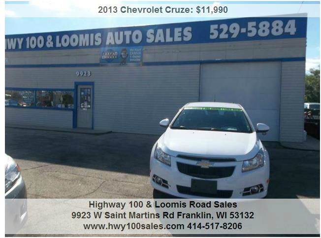 2013 Chevrolet Cruze 1lt Auto 4dr Sedan W/1sd